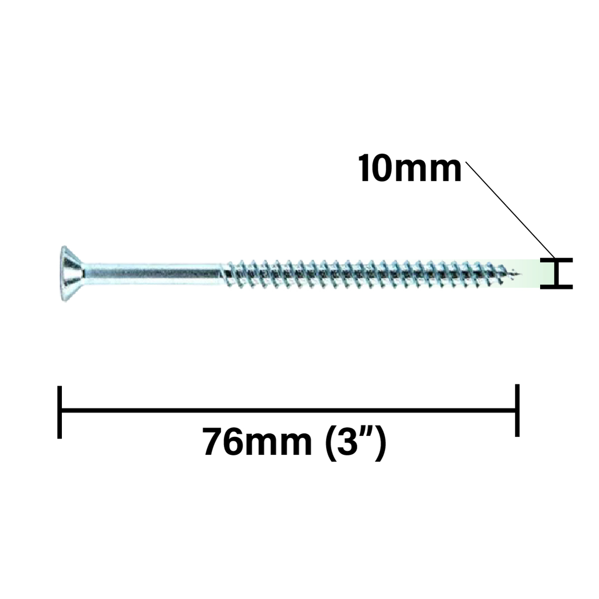 Rikä TWSR035 Woodscrew Twin-Thread CSK BZP 10 x 3in 100pk